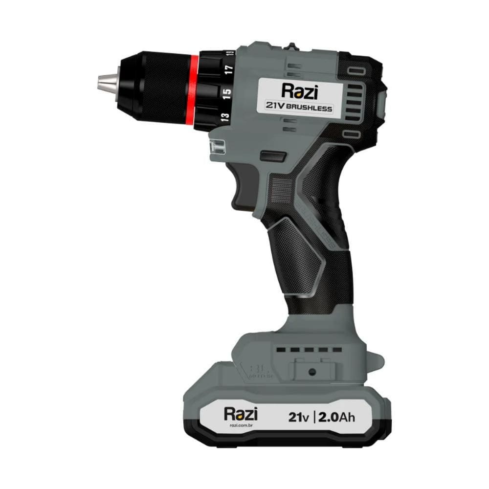 Furadeira Parafusadeira a Bateria 21V Brushless Bivolt RZ-FPBB21 - Razi