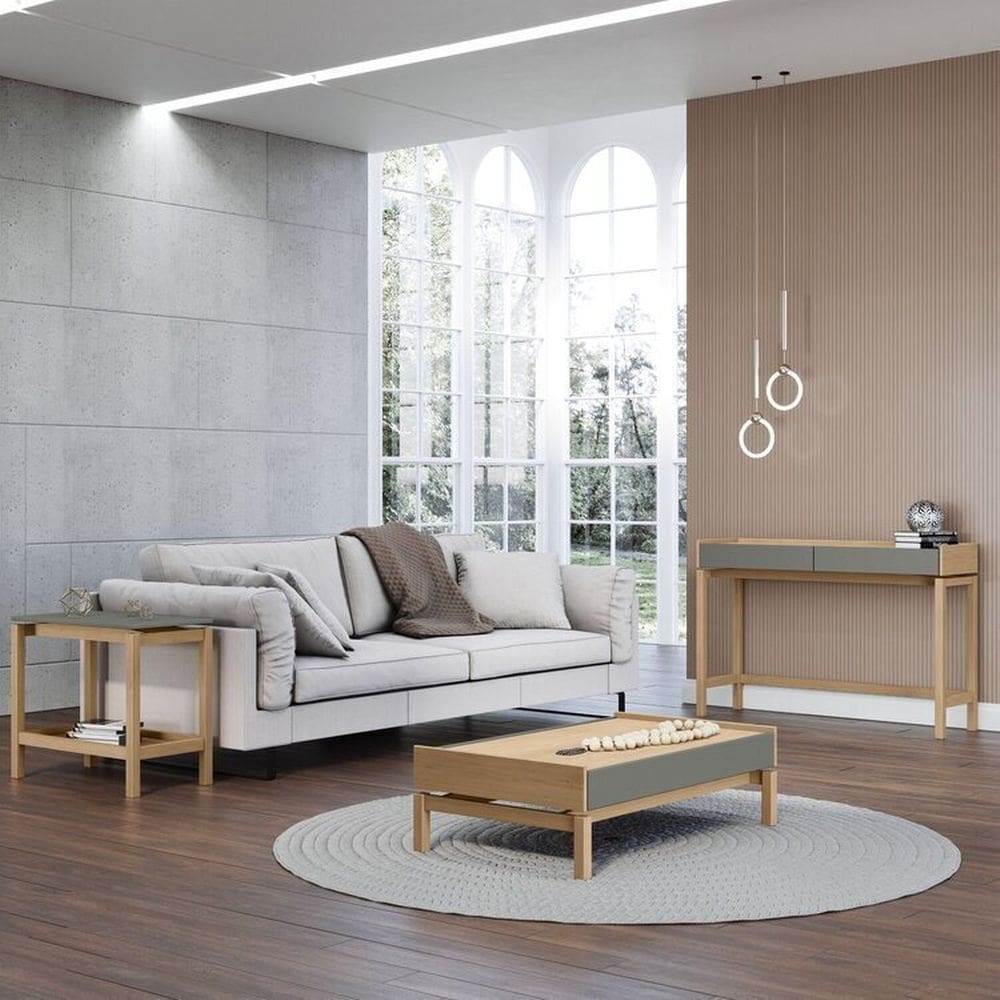 Conjunto Barcelona Finestra Móveis — Aparador, Mesa de Centro e Mesa Lateral Oak/Ferrolack