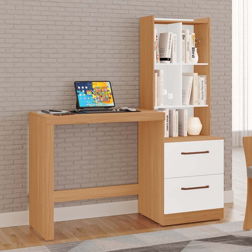 Escrivaninha Silvana 100% MDF Tuboarte 2 Gavetas 5 Nichos (Estilo Colméia)