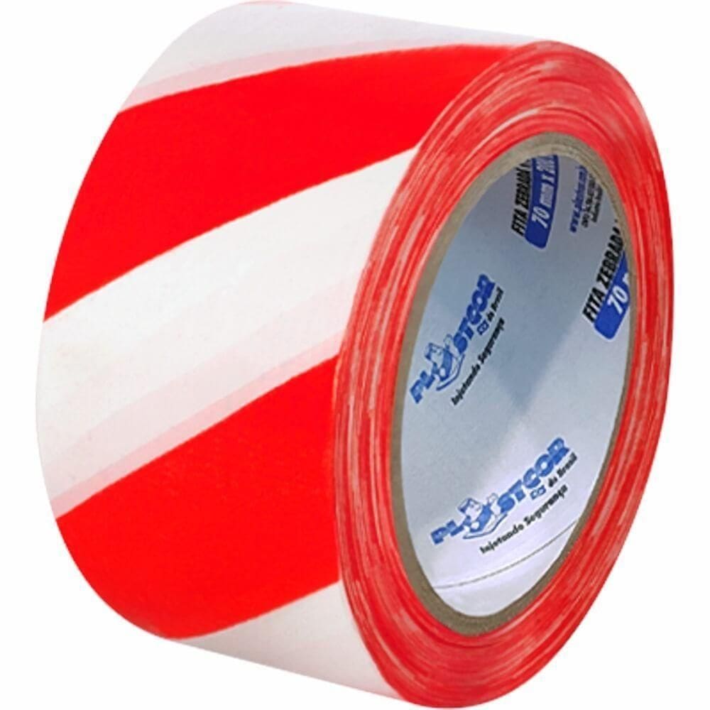 Fita Zebrada Vermelha E Branca 50 Metros - 700.00611 - Plastcor