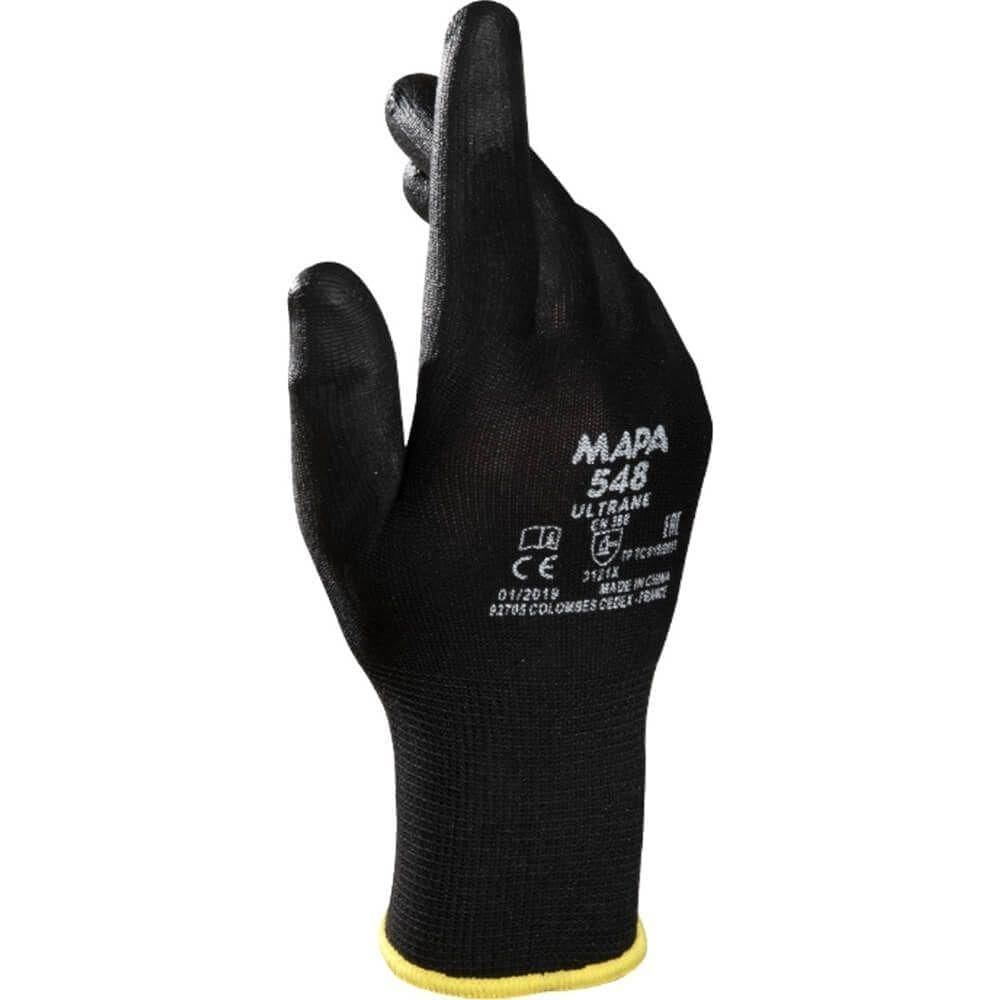 Luva Ultrane Poliamida Pu Preta Tamanho 8 - Pa54863-8 - Mapa