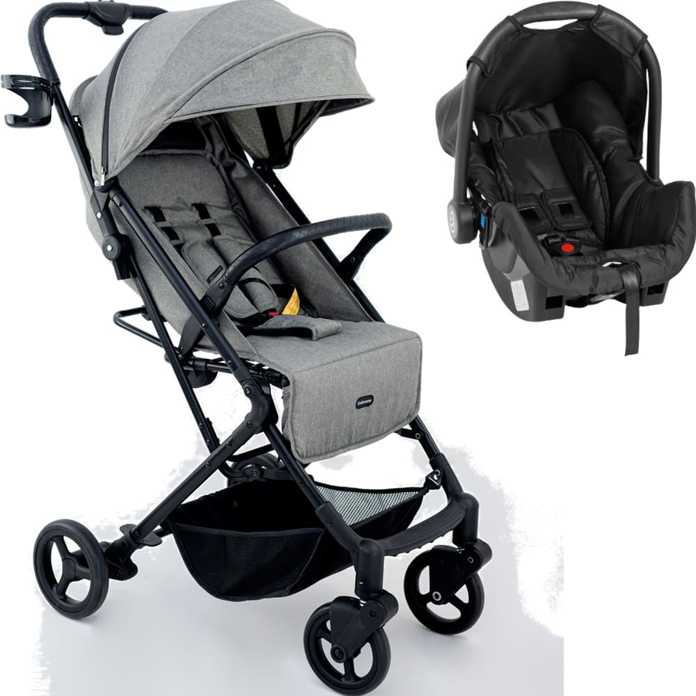 Carrinho de Bebe Galzerano Kira com Bebe Conforto Cinza