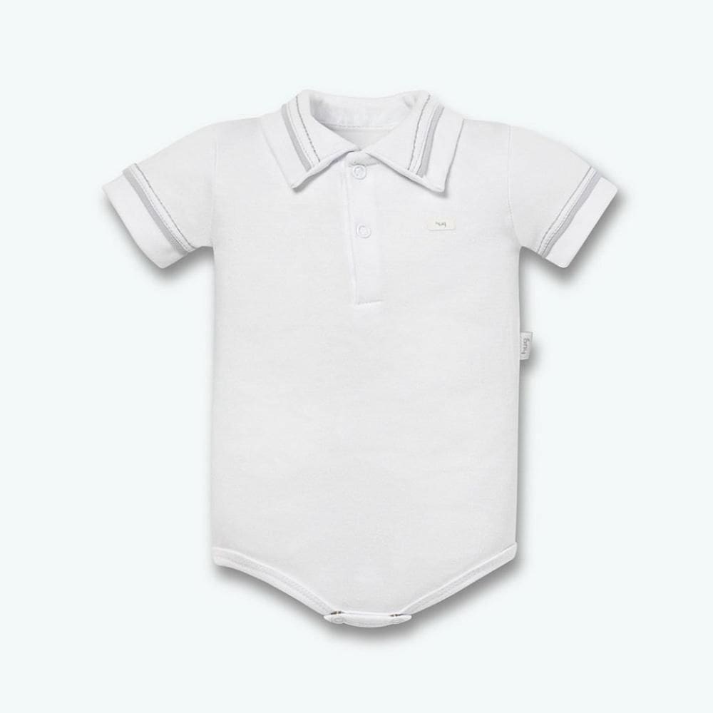Body Curto Hug Com Gola Polo Com Detalhe Branco