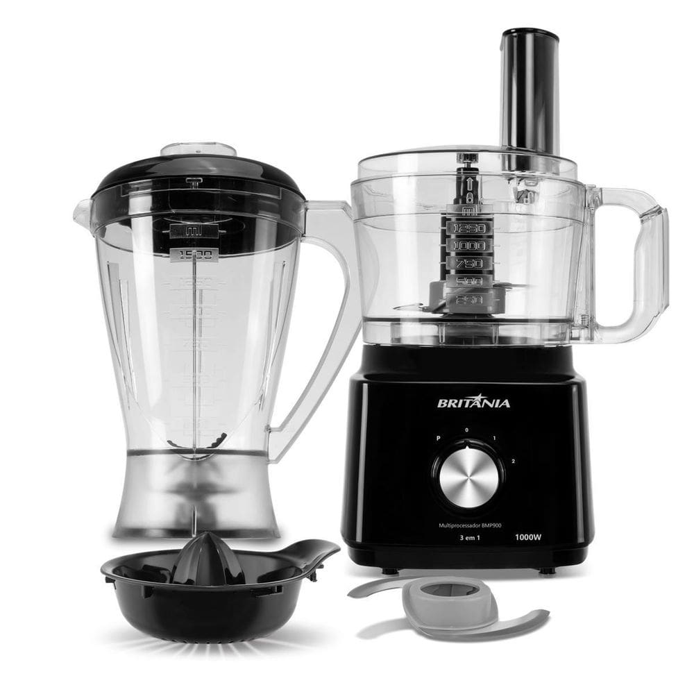 Multiprocessador Britânia 1000W 3 em 1 Lâminas Inox BMP900C