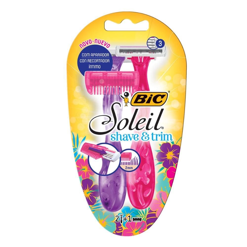 Barbeador descartável Soleil Shave e Trim 2un + aparador Bic