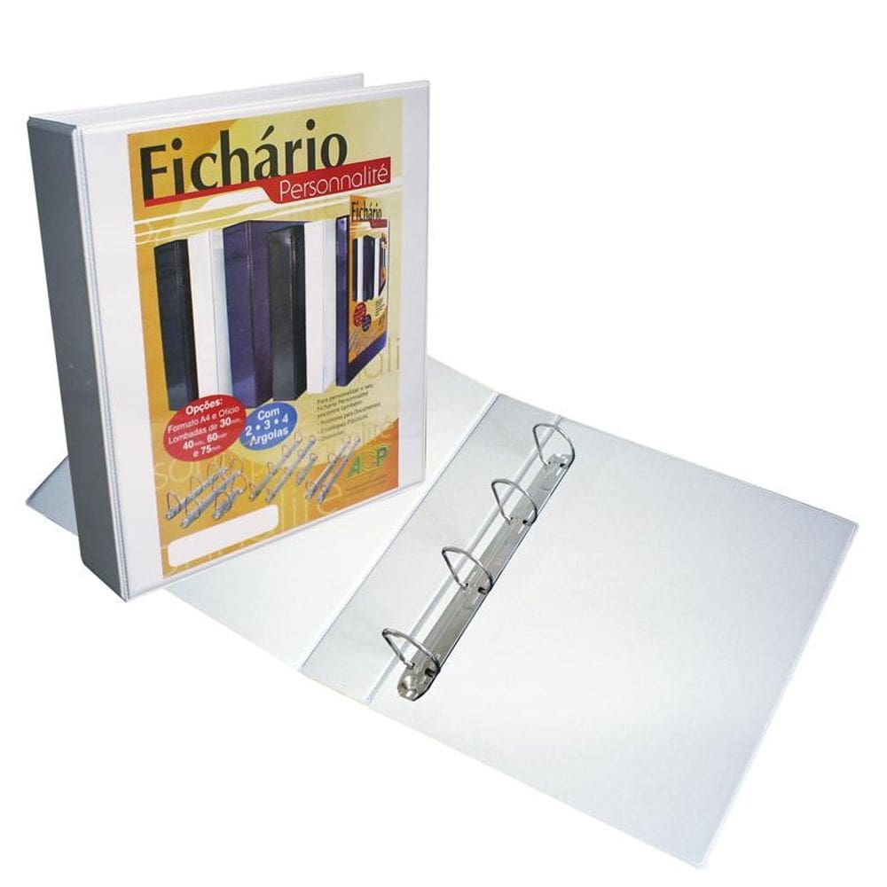 Fichário revestido cristal oficio branco 60mm ACP