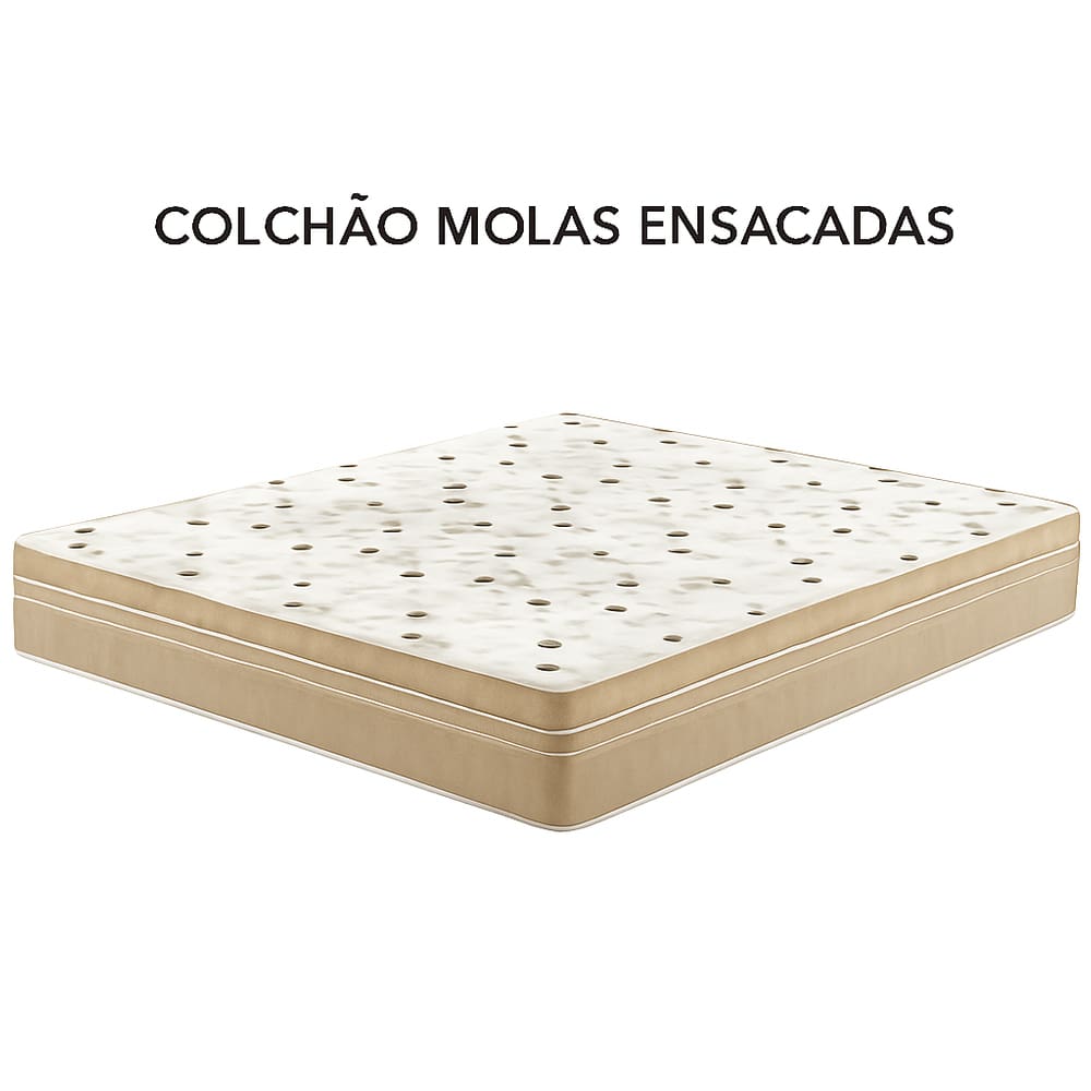 Colchão Molas Ensacadas 198x203x28 - Lateral Bege PREMIUM