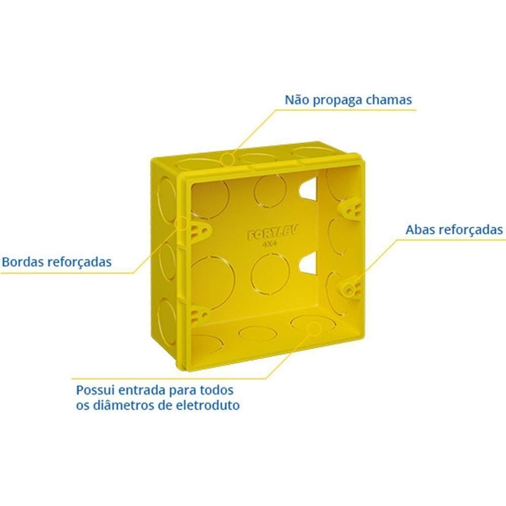 Caixa De Luz Quadrada 4””x 4”” - 13050441 - Fortlev Caixa De Luz Quadrada 4”x4” - 13050441 - Fortlev