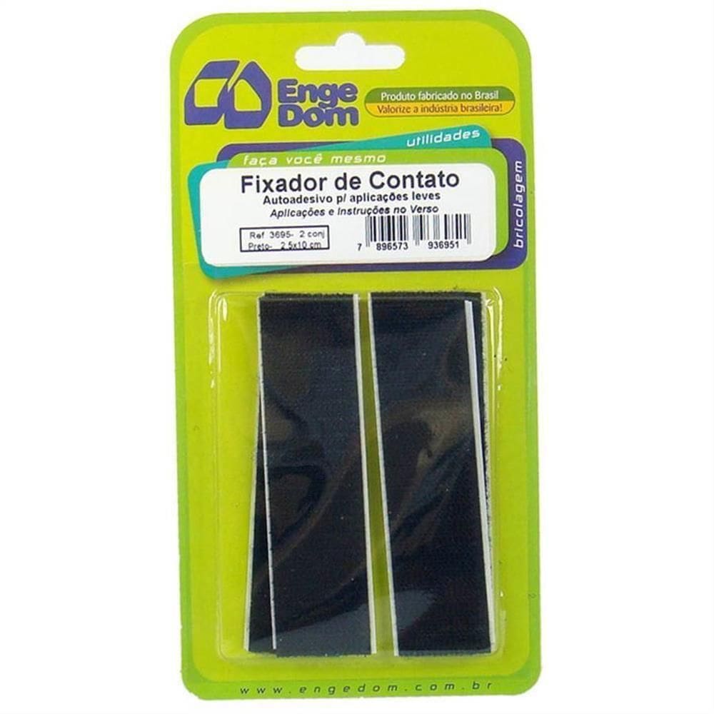 Fixador De Contato Preto 25mm X 10cm - 3695 - Engedom Fixador Contato 25mmx10cm Preto Engedom 3695