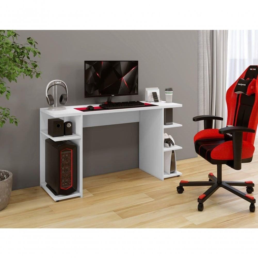 Escrivaninha Gamer Com Nichos Arte Moveis Branco