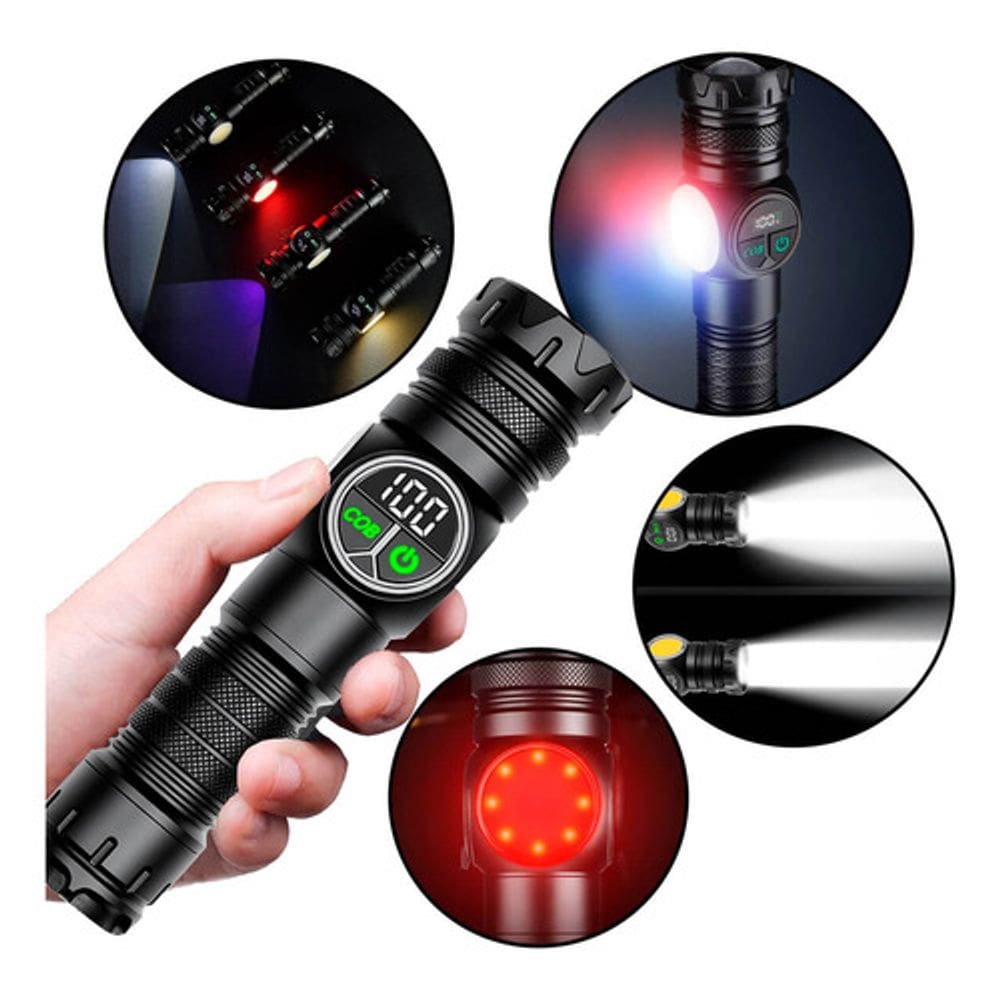 Lanterna LED Recarregável USB com Imã de Fixação Portátil Ideal para Carro Camping e Reparo