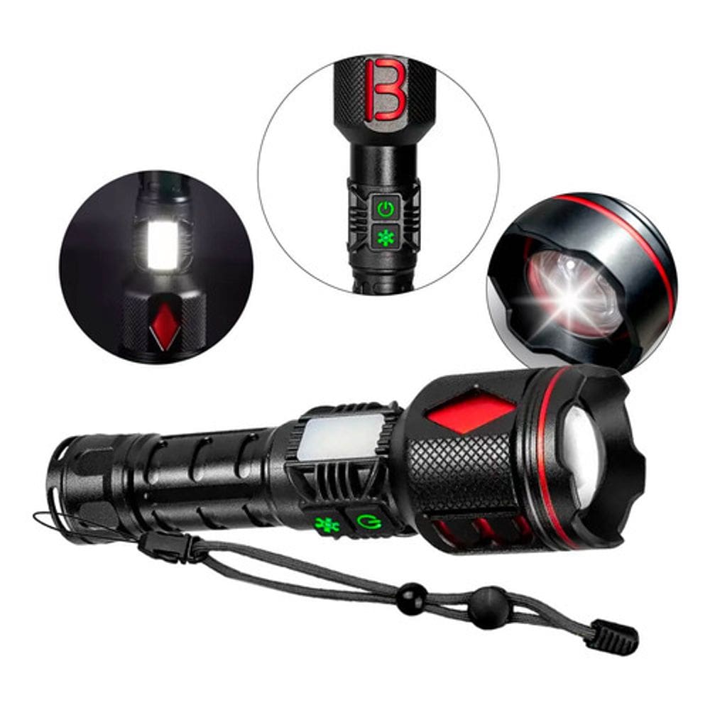 Lanterna  P90 Recarregável Com 7 Modos De Luz