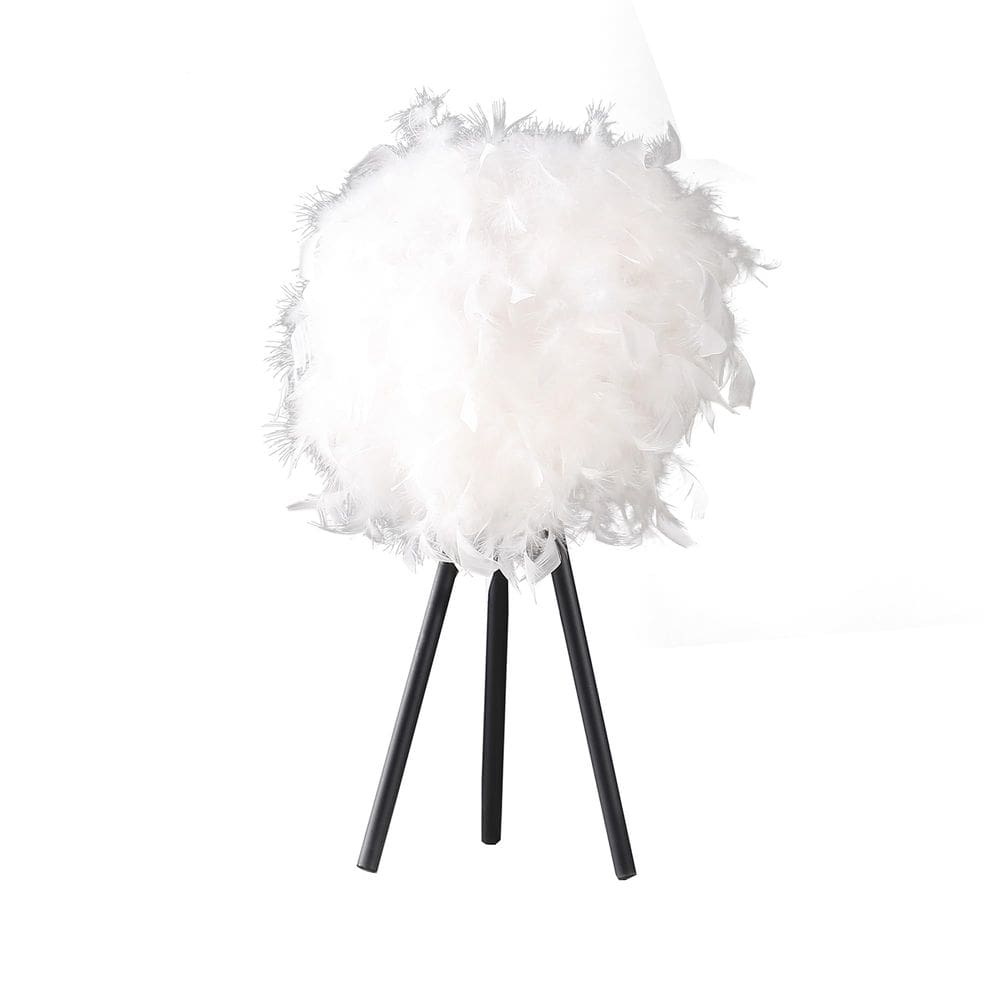 Lâmpada Benzara Rio 53 cm Feather Shade Metal Tripé Base 110V