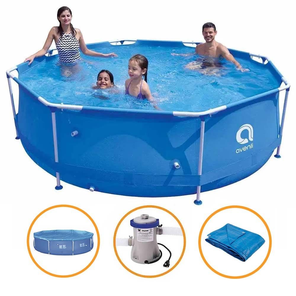 Piscina Estrutural Armação 4383 Litros Filtro Capa e Forro Avenli Jilong 110v