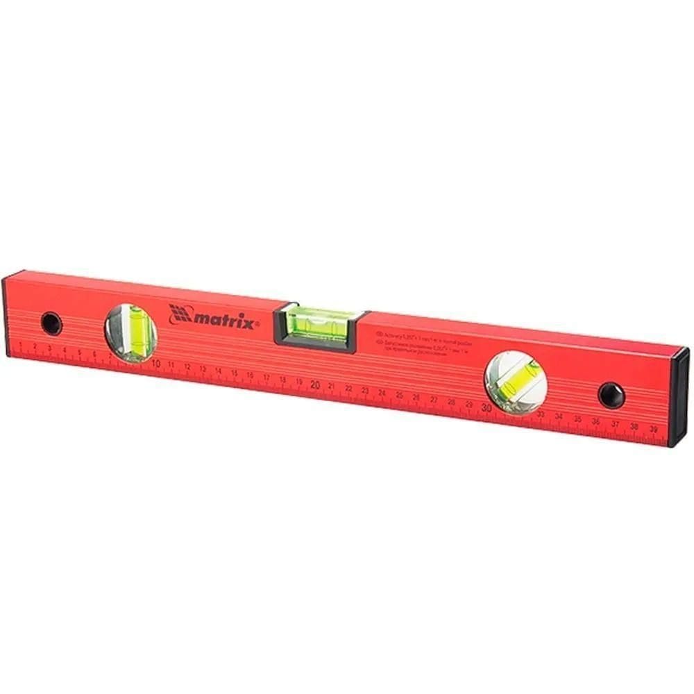 Nível De Alumínio 3 Bolhas Com Régua Vermelho 16” 400mm - 332209 - Mtx