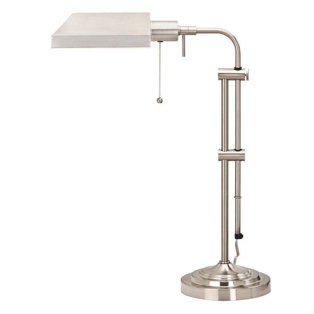 Candeeiro de mesa Benzara ajustável de metal retangular prata 41x18x56cm
