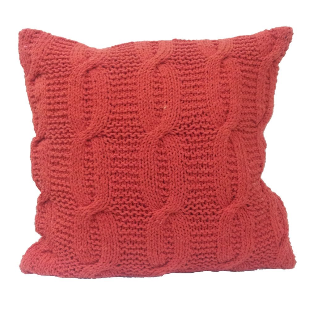 Almofada Benzara 46x46x15 cm de algodão tricotada laranja, conjunto 2