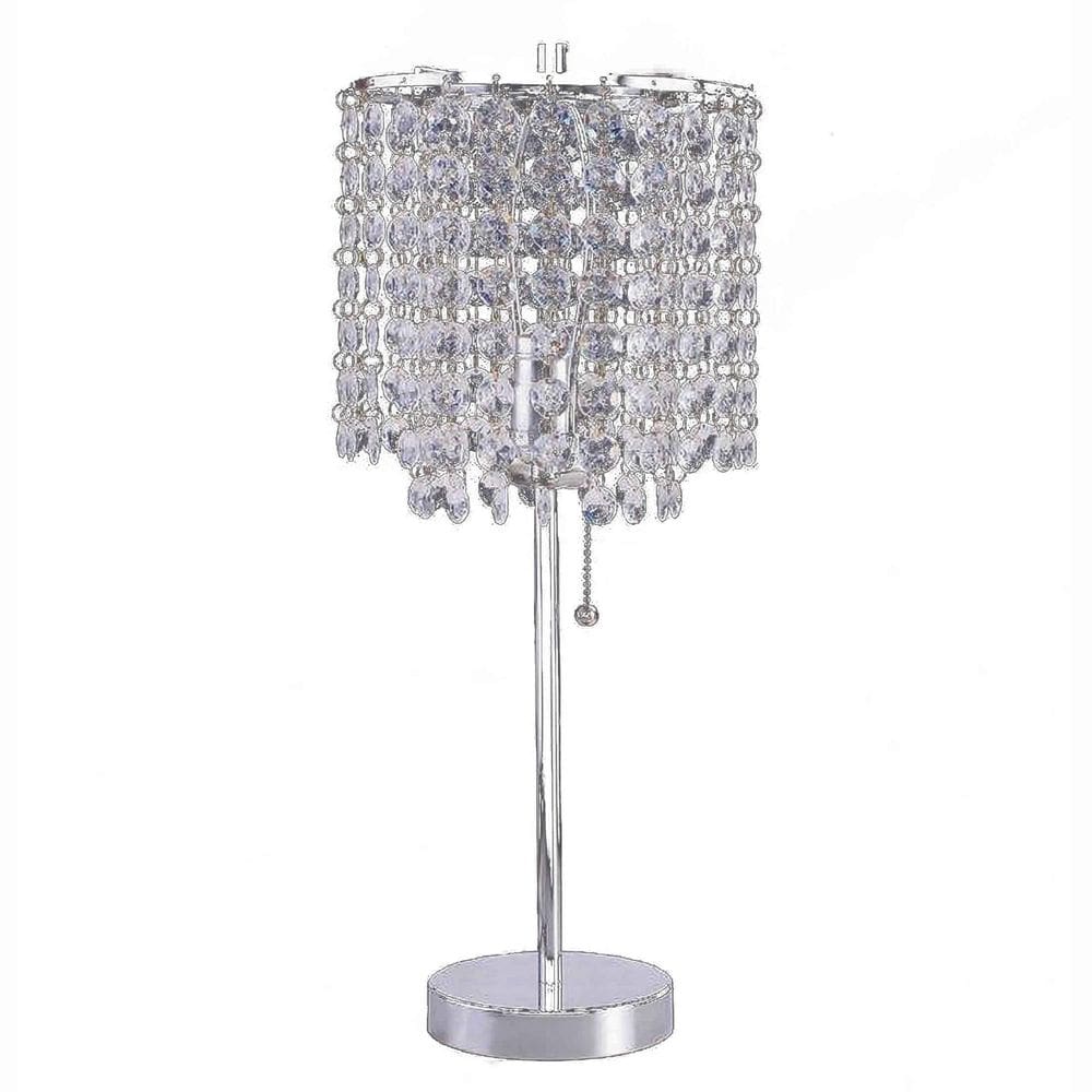 Candeeiro de mesa Benzara Chandelier Crystal Tubular Chrome