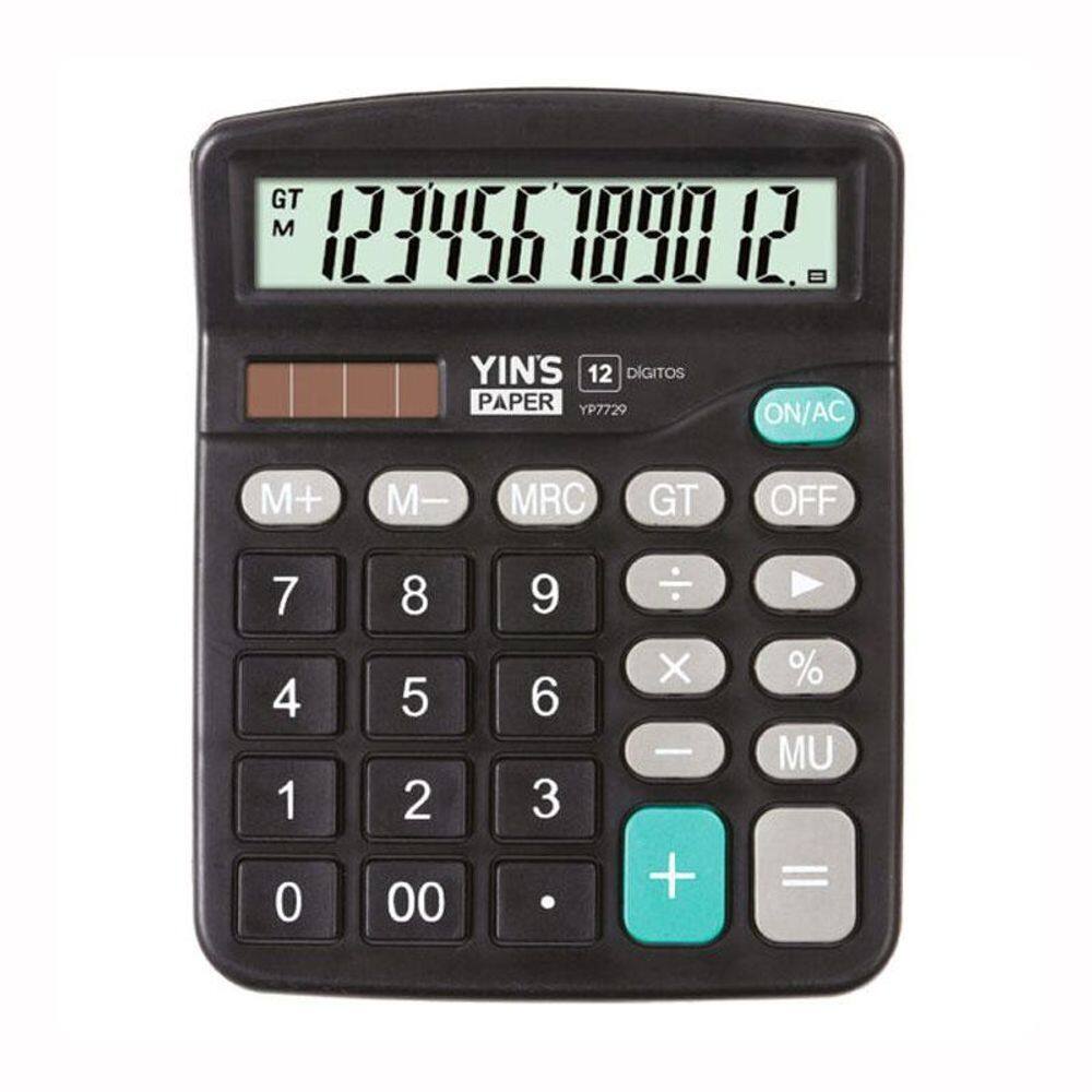 Calculadora de mesa 12 dígitos Preta YP7729 - Yins