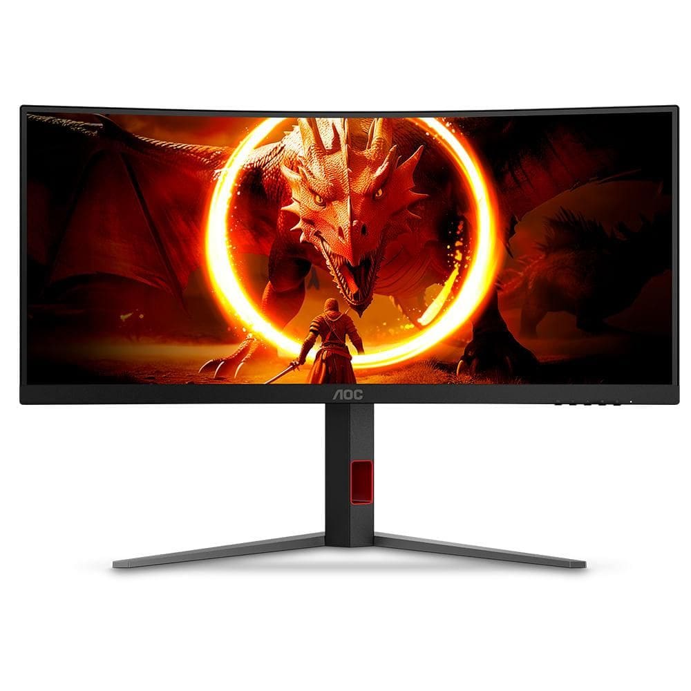 Monitor Gamer Curvo Agon Quad 34” AOC WQHD, 180Hz, 0.5ms, com 2.500.000:1 de Contraste - U34G4C/57
