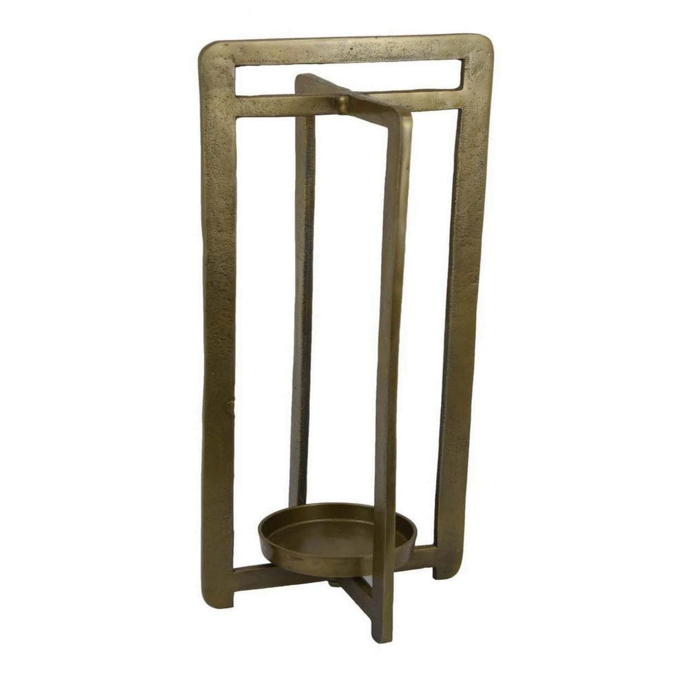 Lanterna de vela Benzara Eya 64 cm em metal dourado moderno