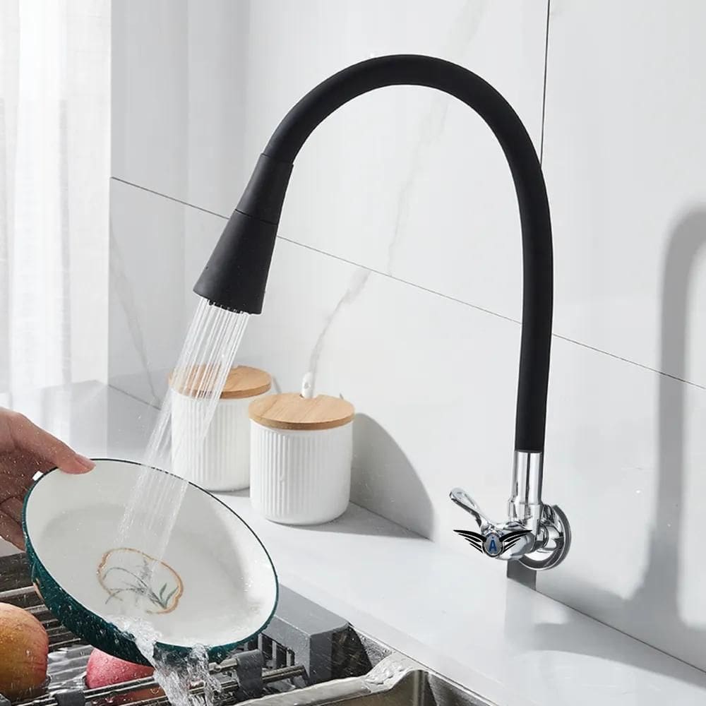 10X Torneira Gourmet Luxo Flexível Cozinha Parede Preta 2 J