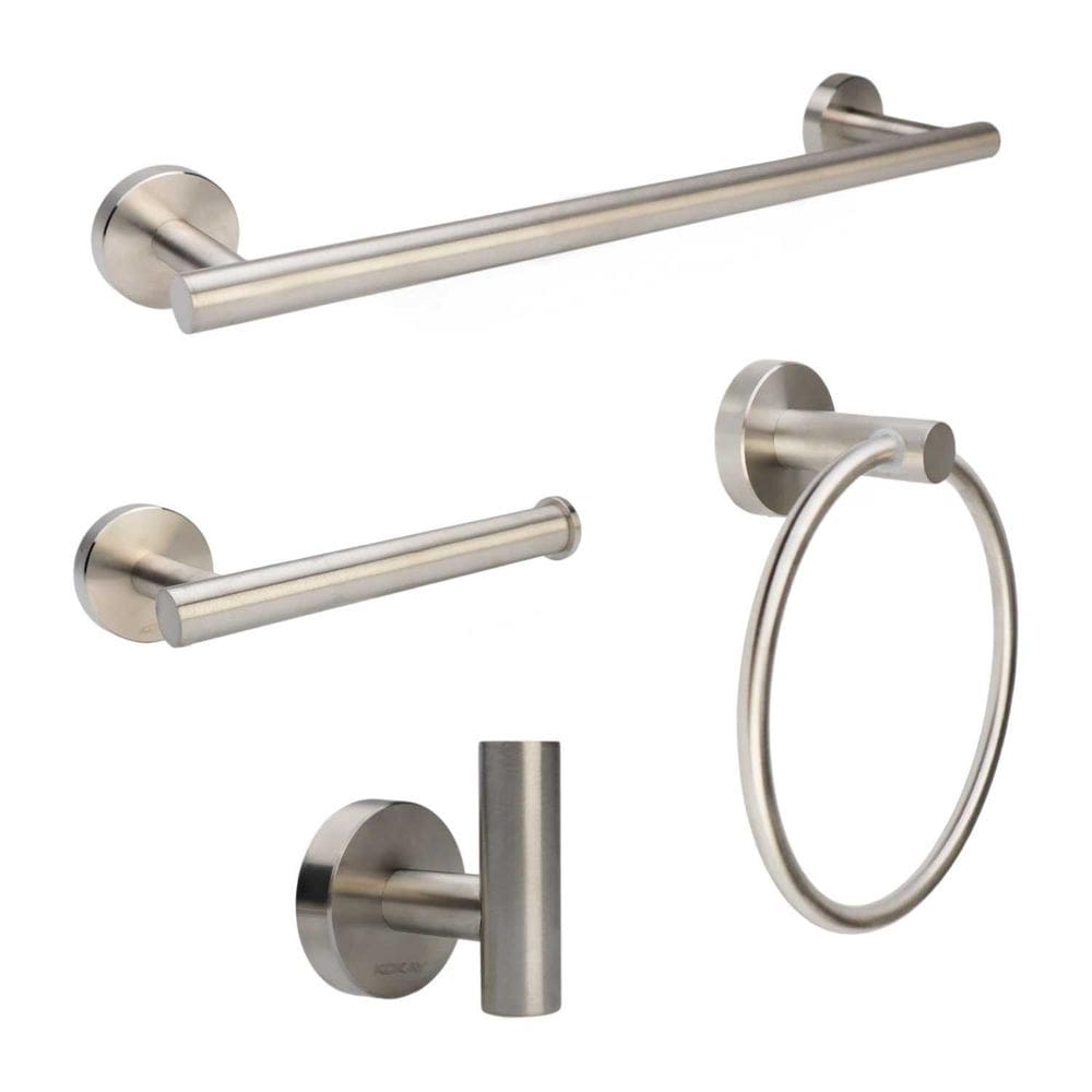 Kit Acessórios 4Pcs Para Banheiro Lavabo Aço Inox Escovado