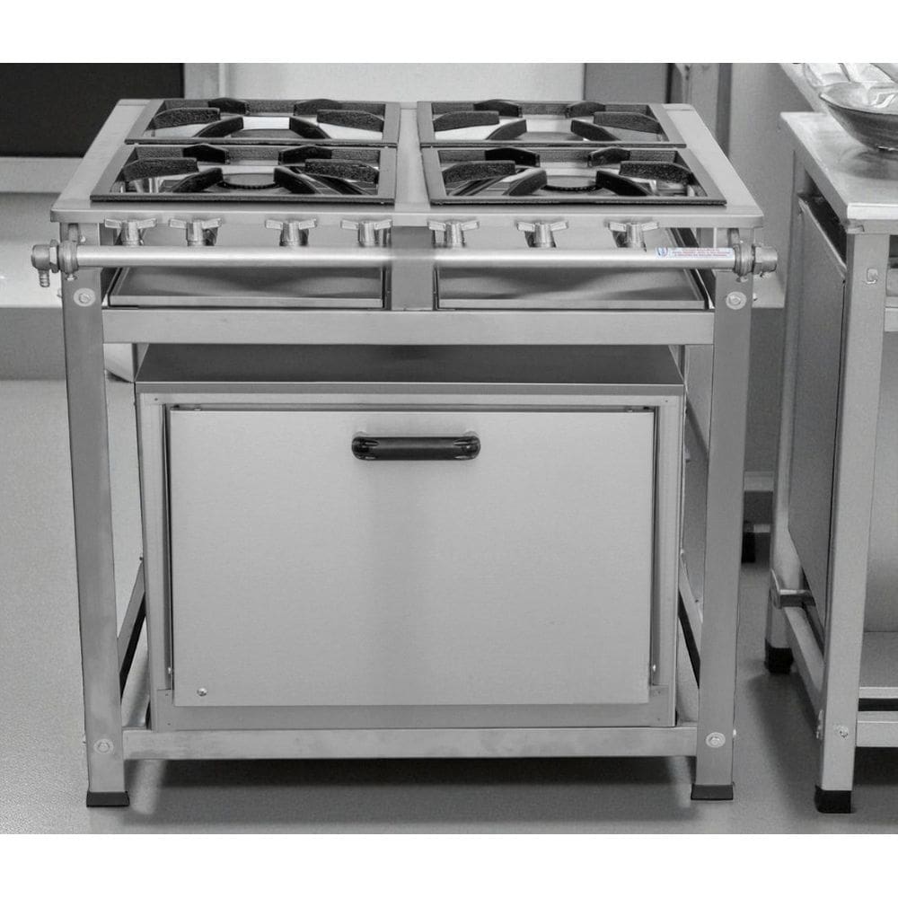Fogão Industrial 4 Bocas P5 em Aço Inox com Forno Leona
