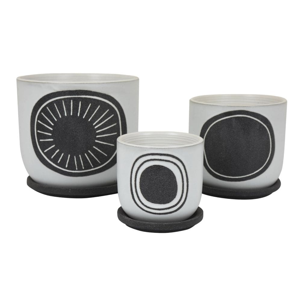 Conjunto de plantadores Benzara Meon, design texturizado de cerâmica de 3 peças
