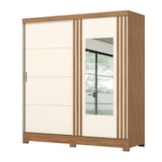 Guarda Roupas Casal 2 Portas de Correr com Espelho Ripado 3 Gavetas Jasmim