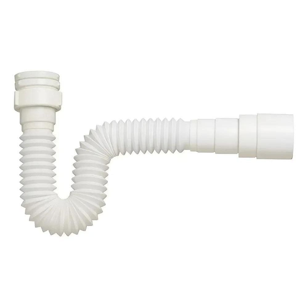 10X Sifão Universal S Branco Pvc Extensível 70Cm