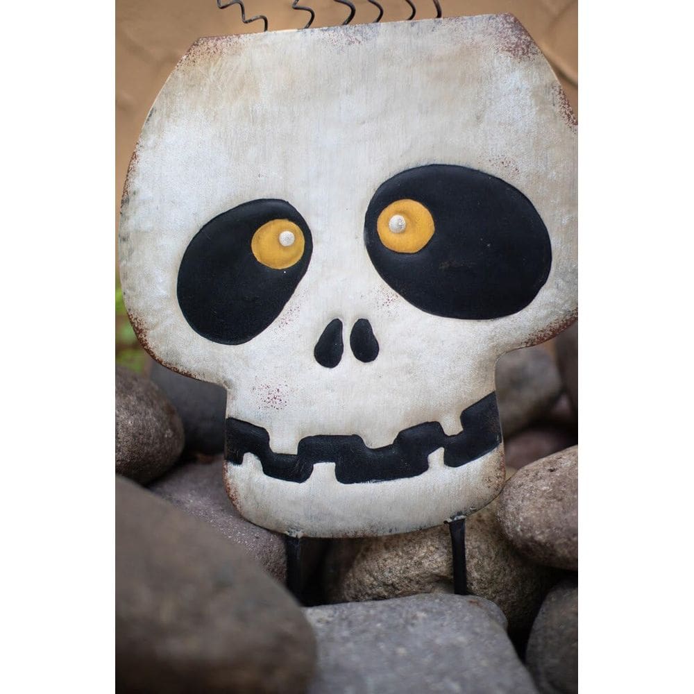 Arte de Jardín Calavera de Metal Pintado para Halloween por KALALOU
