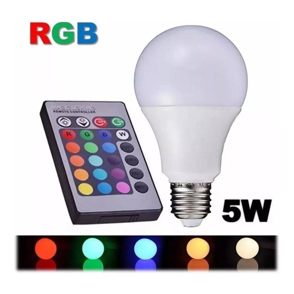 10X Lampada Bulbo Rgb Led 5W E27 Colorida Controle Remoto 1