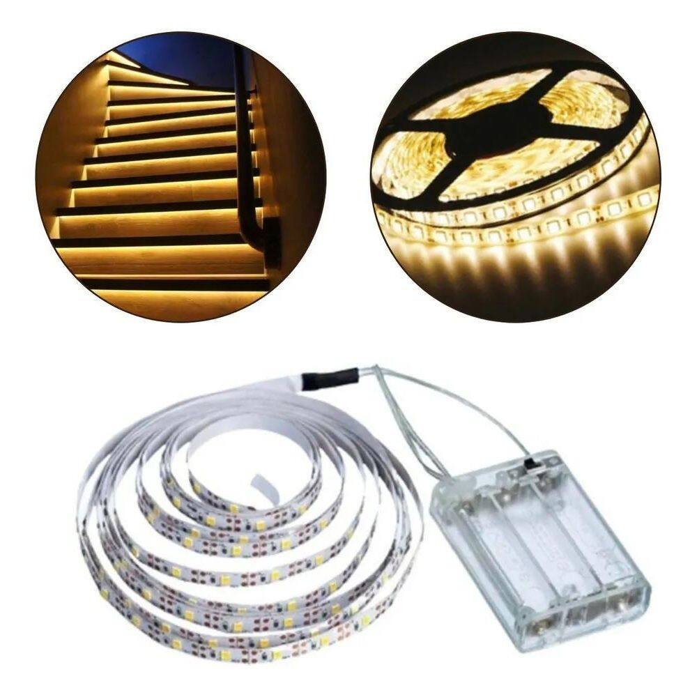 10X Fio Fita Led Adesiva Pilha Iluminação Decoração Luz Que