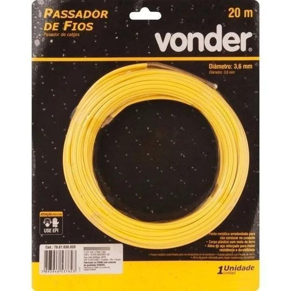 10X Guia Passa Fios Com 20 Metros Pvc Com Alma De Aço Vonder