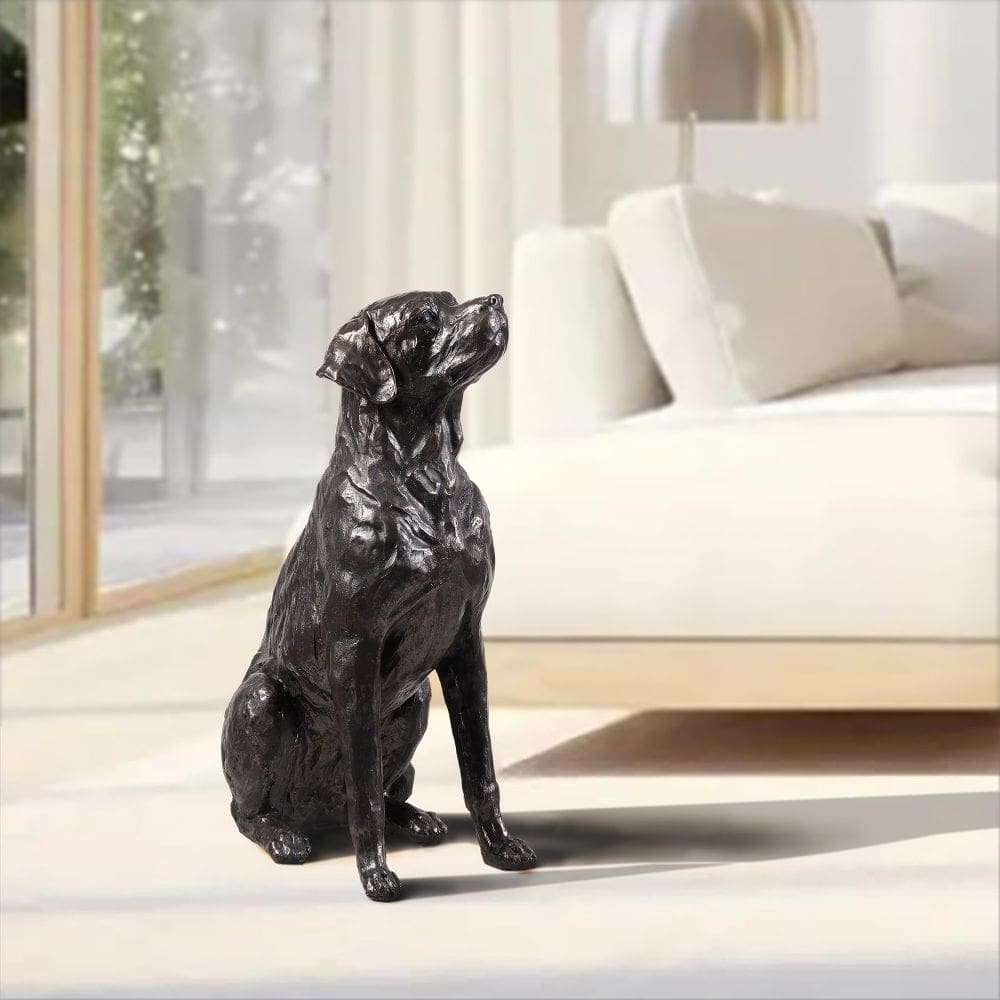 Escultura em resina Hi-Line Gift Labrador Bronze em tamanho real