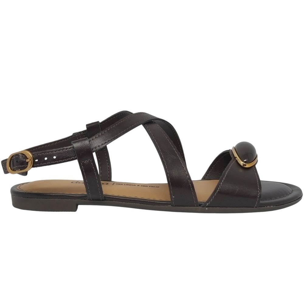 Sandália Feminina Rasteira Casual Social Dia a Dia Passeio com Pedraria Conforto Dakota Y9644