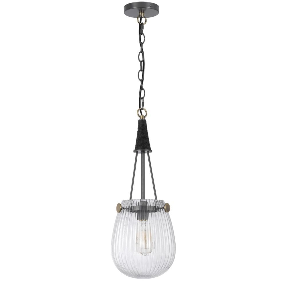 Luminária pendente Benzara Cora Vidro de chuva canelado de 20 cm