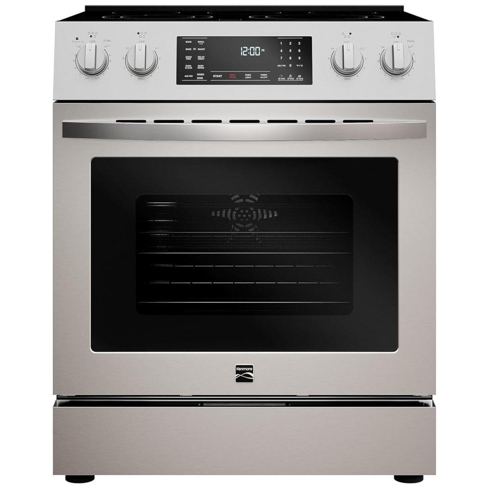 Fogão Kenmore Elétrico com Controle Frontal e 5 Elementos de Cooktop com 7 Opções de Potência de Cozimento, Convecção Real