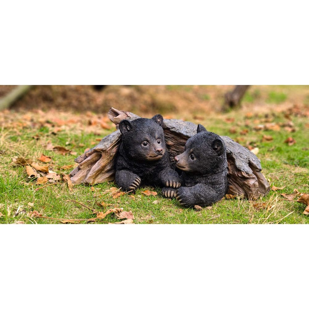Estatueta Hi-Line Gift Black Bear Cubs Under Log