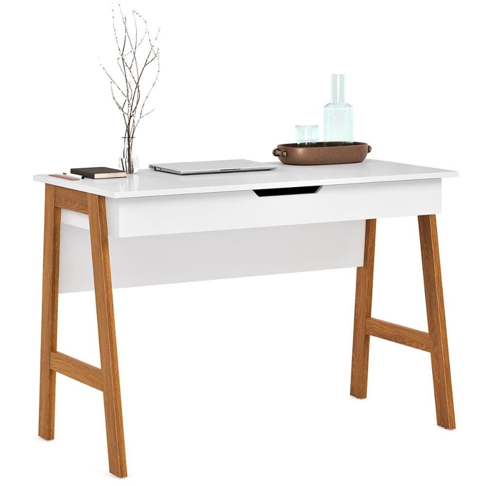 Escrivaninha Parma Escritorio 1 Gaveta Pés Madeira Maciça