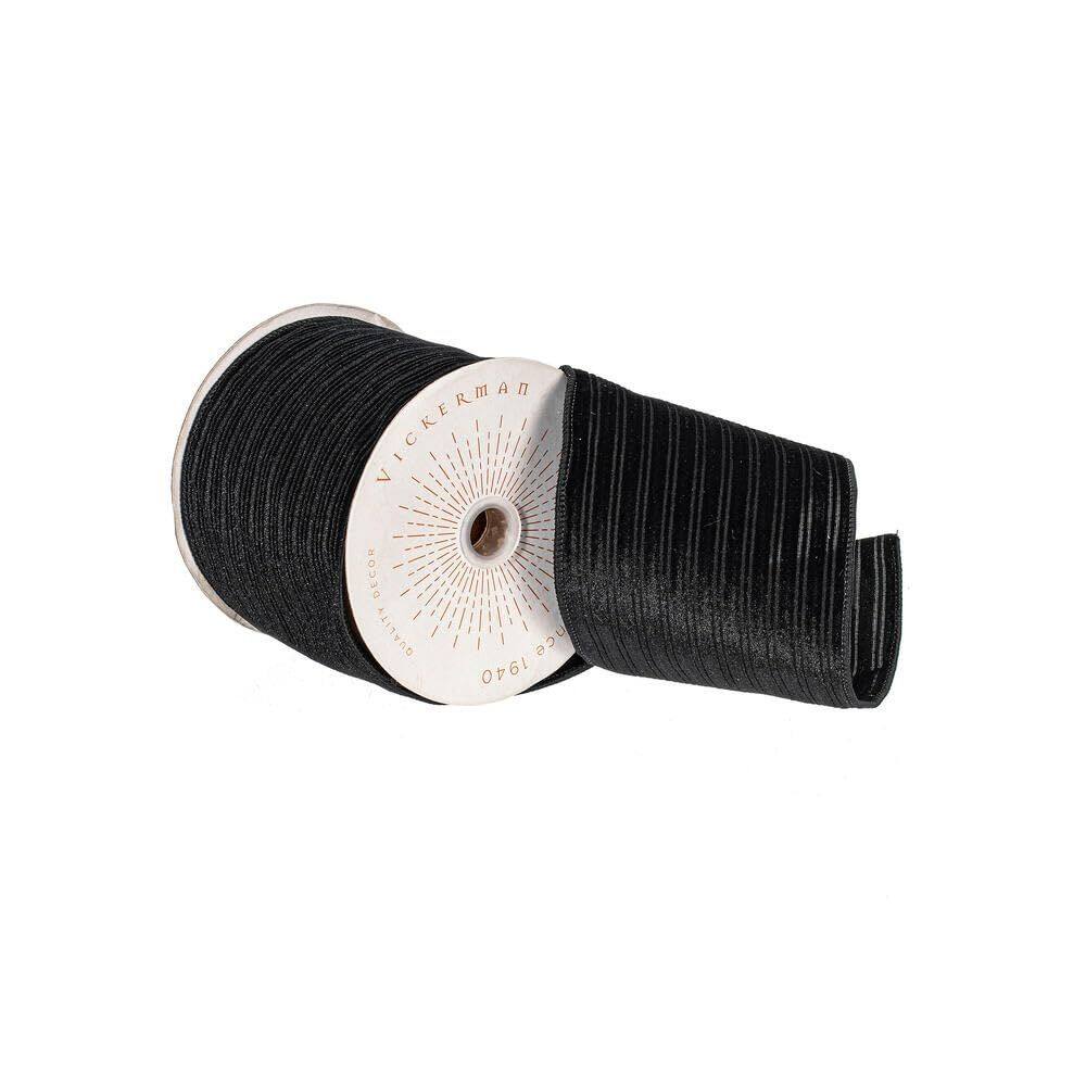 Fita decorativa Vickerman 10m forrada de veludo preto em cetim
