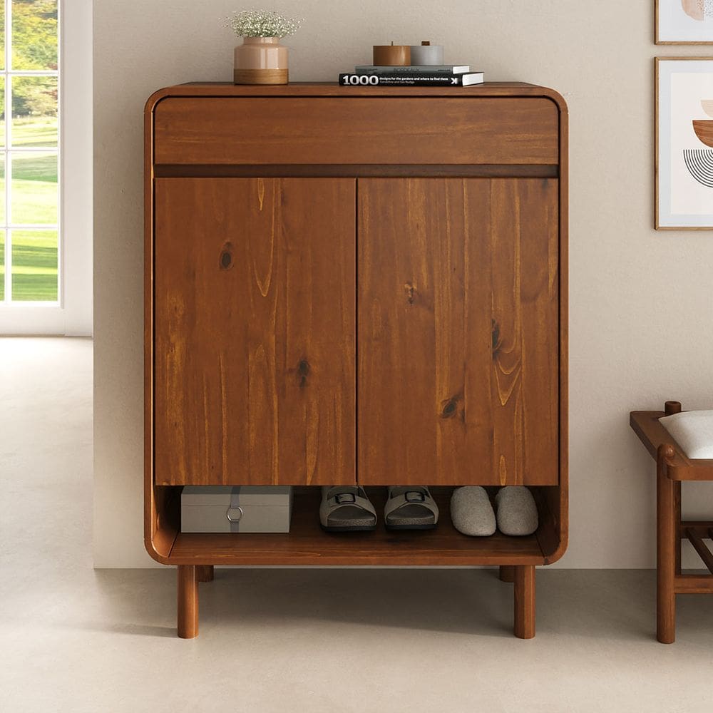 Sapateira Vertical Hall Entrada 18 Pares Sapatos 45 Prateleiras Ajustáveis Castanho JUAN