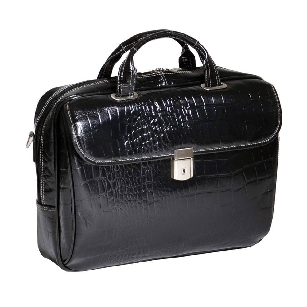Bolsa de mão Siamod SETTEMBRE para laptop de couro 39 cm preta