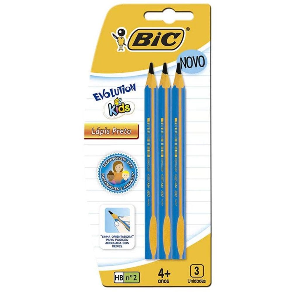 Lápis preto Evolution gigante kids c/ 3 unid Bic