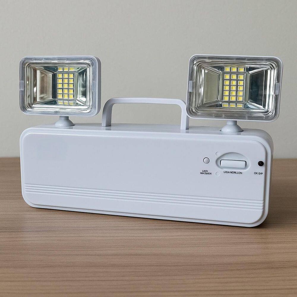 Luminária De Emergência Luz Led Comercial Bivolt 360