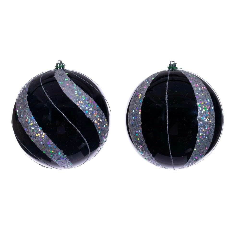 Enfeite suspenso Vickerman, bola de lantejoulas Black Pearl de 15 cm