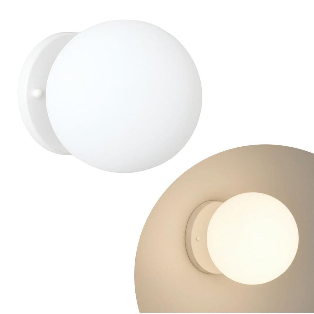 Arandela Jabuticaba Branca 1 Globo De Vidro 15Cm.