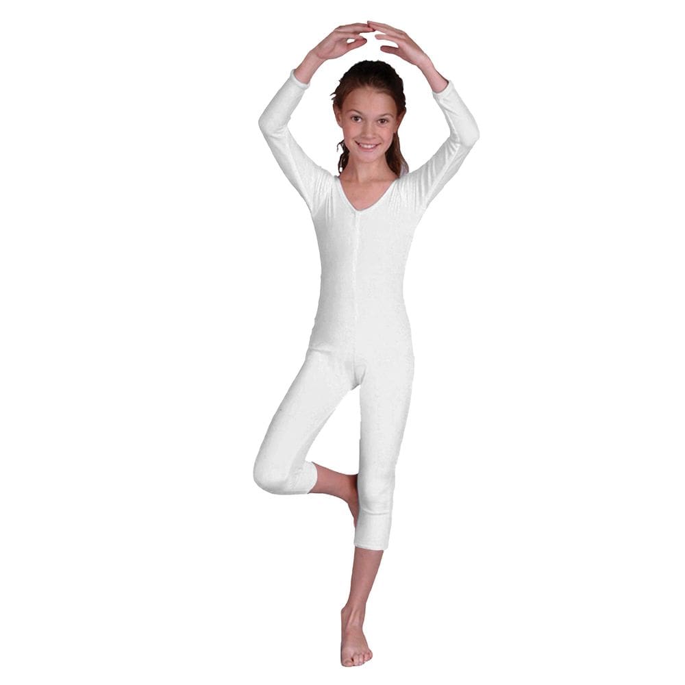 Uniforme de veludo feminino Leotard RG Costumes branco S