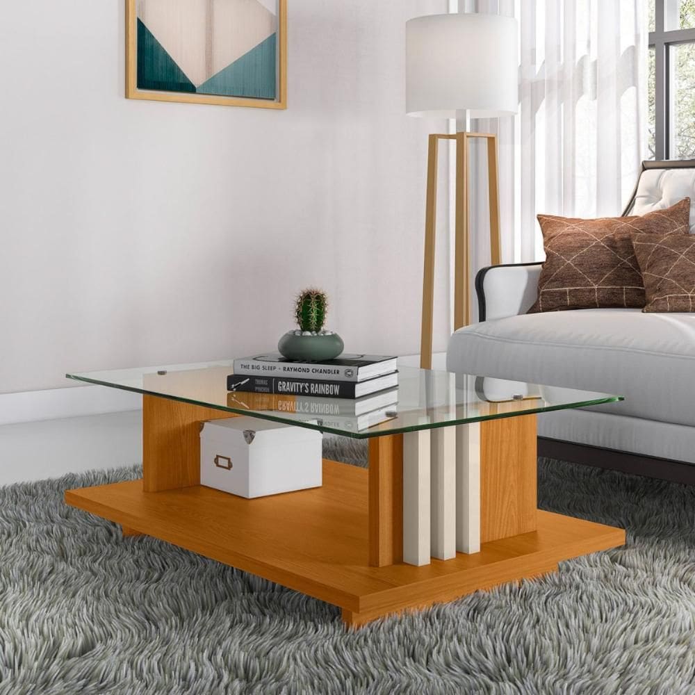 Mesa de Centro Domo com Design Contemporâneo Cinamomo/Off-White